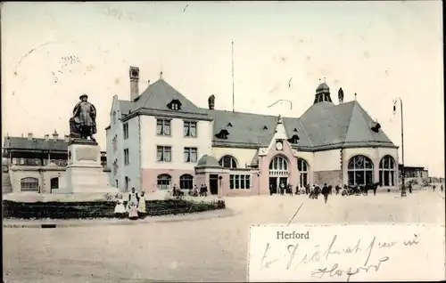 Ak Herford in Westfalen, Haltestelle, Denkmal