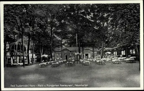 Ak Bad Suderode Quedlinburg im Harz, Wald- und Kurgarten Restraurant Felsenkeller