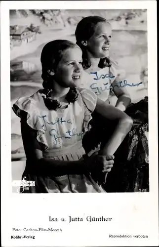 Ak Schauspielerinnen Isa Günther und Jutta Günther, Autogramme