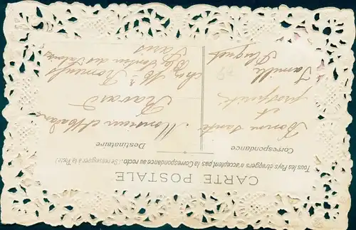 Stoff Ak Taube, Korb mit Vergissmeinnicht, Stoffschleife