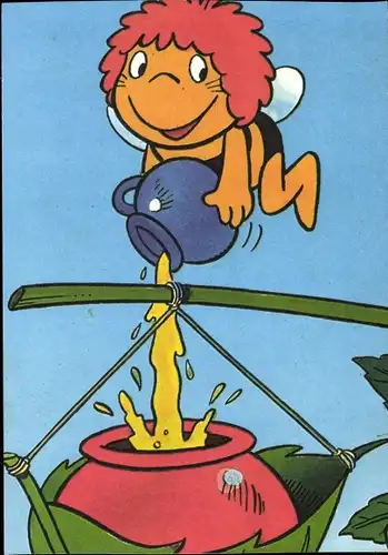 Künstler Ak Biene Maja, Honigtopf