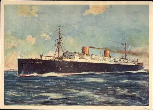 Ak Dampfschiff Columbus, Norddeutscher Lloyd Bremen, Ansicht Backbord