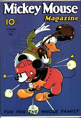 Ak Disney, Mickey Mouse Magazin 1936, Micky Maus, Donald Duck, Football