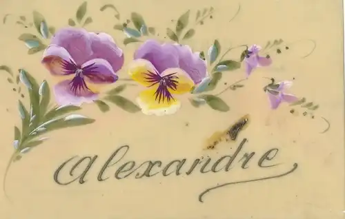 Zelluloid Buchstaben Ak Vorname Alexandre, Stiefmütterchen