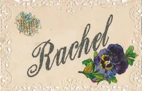 Glitzer Buchstaben Ak Vorname Rachel, Stiefmütterchen