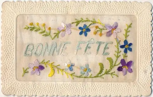 Seidenstick Ak Glückwunsch, Blumen, Kitsch