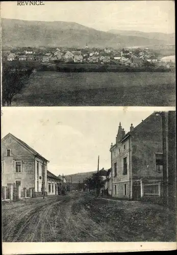 Ak Řevnice Rewnitz Mittelböhmen, Panorama, Straßenpartie, Häuser