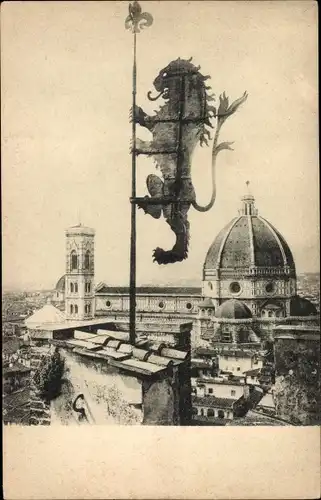 Ak Firenze Florenz Toscana, Palast, Kathedrale, Löwe