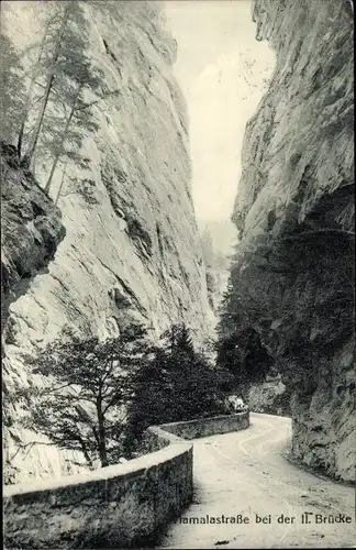 Ak Thusis Kanton Graubünden, Viamala Straße bei der II. Brücke