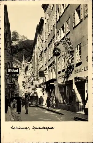 Ak Salzburg in Österreich, Getreidegasse, Geschäfte