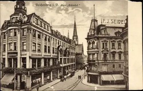 Ak Liberec Reichenberg in Böhmen, Hotel Schienhof