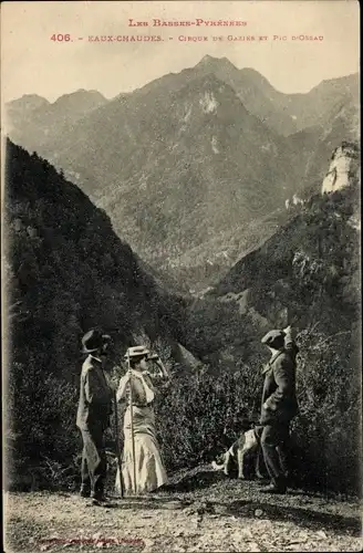 Ak Eaux Chaudes Laruns, Atlantische Pyrenäen, Cirque de Gazirs und Pic d&#39;Ossau