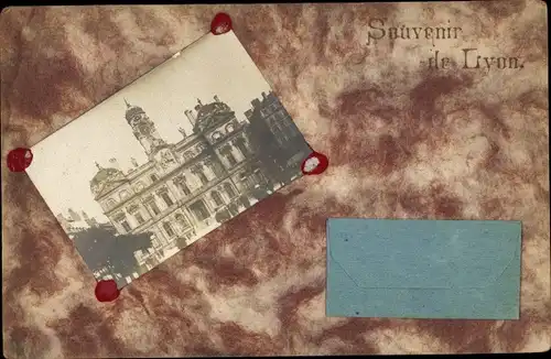 Handgemacht Ak Lyon Rhône, Rathaus, Briefumschlag, Souvenir