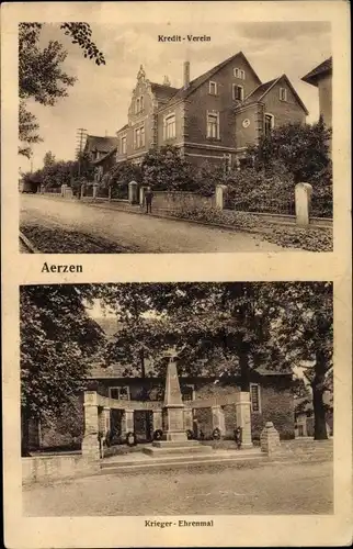 Ak Aerzen in Niedersachsen, Kreditverein, Kriegerehrenmal