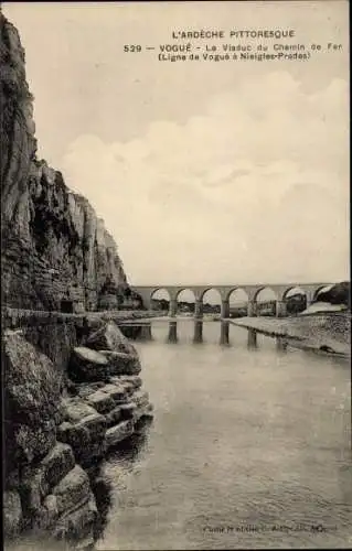 Ak Vogué Ardèche, Le Viaduc du Chemin de Fer