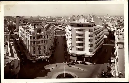 Ak Casablanca Marokko, Panorama, Place, Rue Chenier, Rue Aristide Briand