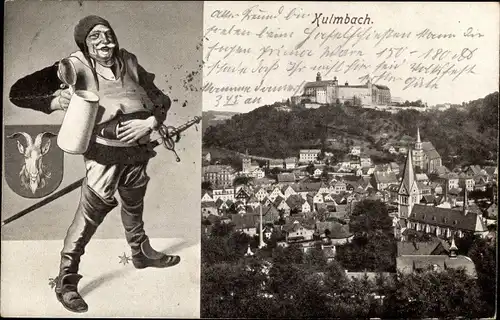 Ak Kulmbach in Oberfranken, Gesamtansicht, Bierkrug