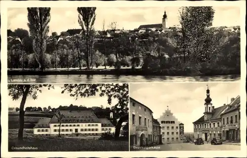 Ak Landau an der Isar Niederbayern, Teilansicht, Gesundheitshaus, Bezirkssparkasse