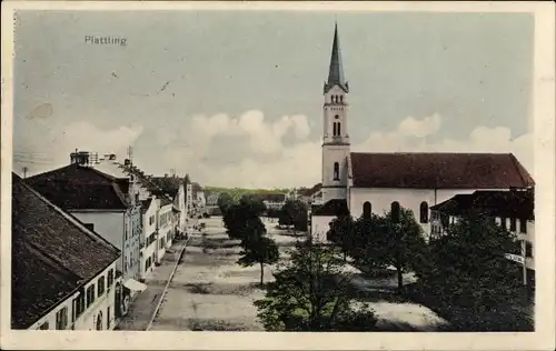 Ak Plattling in Niederbayern, Stadtplatz, Kirche