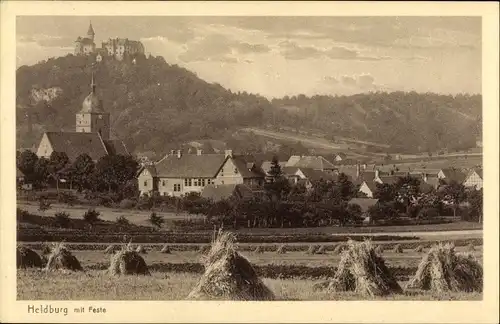 Ak Heldburg in Thüringen, Teilansicht mit Veste