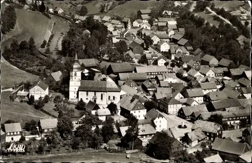 Ak Rothenkirchen Pressig in Oberfranken, Luftbild vom Ort