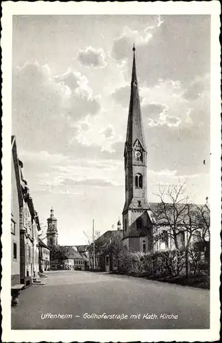 Ak Uffenheim in Mittelfranken, Gollhoferstraße mit Kath. Kirche