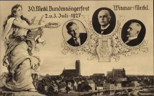 Ak Hansestadt Wismar, 30. Mecklenburgisches Bundessängerfest 1927, Meister, Wigand, Raspe
