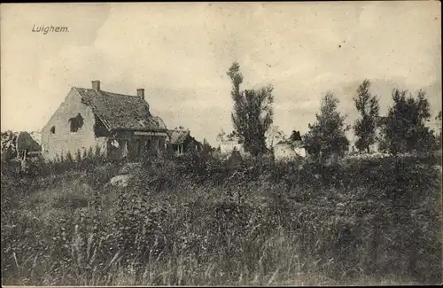 Ak Luighem Luigem Houthulst Westflandern, zerstörtes Haus, Kriegszerstörung I. WK