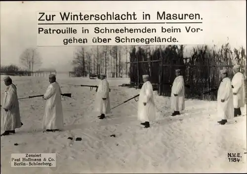 Ak Winterschlacht in Masuren, Patrouille in Schneehemden, I WK