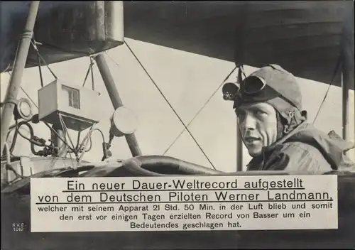 Ak Dauer-Weltrekord aufgestellt von Pilot Werner Landmann