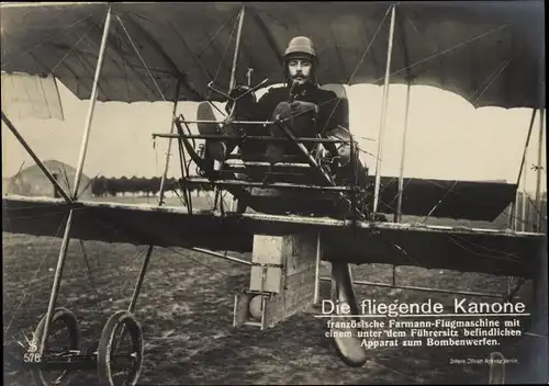 Ak Französisches Kampfflugzeug, Farmann-Flugmaschine