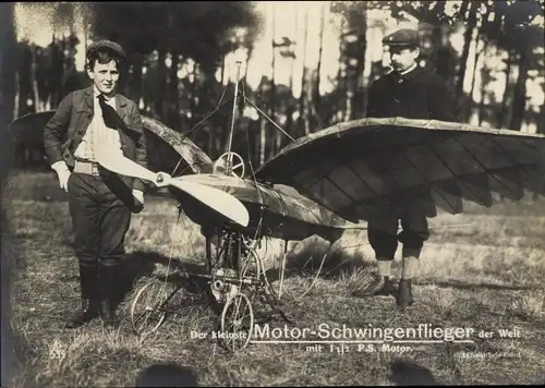 Ak Der kleinste Motor-Schwingenflieger der Welt, Fluggerät