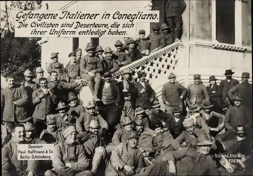 Ak Conegliano Veneto, Kriegsgefangene italienische Soldaten, Deserteure, I WK