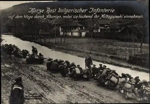 Ak Albanien, Rastende bulgarische Infanterie, I WK