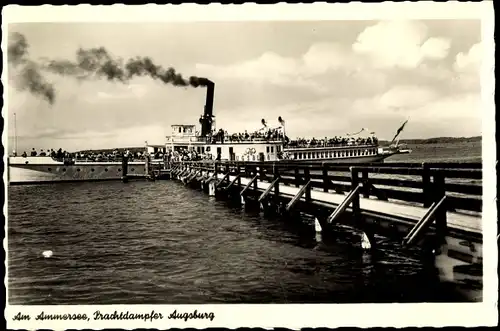 Ak Ammersee, Prachtdampfer Augsburg, Landungssteg