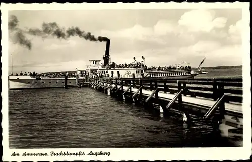 Ak Ammersee, Prachtdampfer Augsburg, Landungssteg