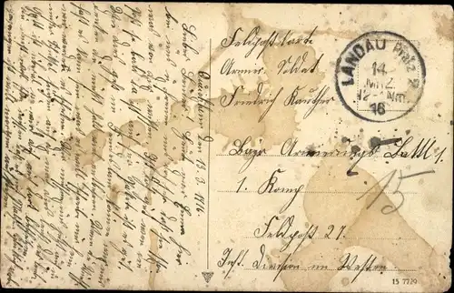 Ak Landau in der Pfalz, Straßenpartie, Kaiser Wilhelm II.