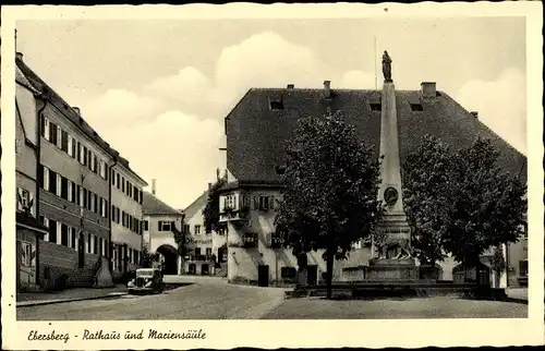 Ak Ebersberg in Oberbayern, Rathaus, Mariensäule