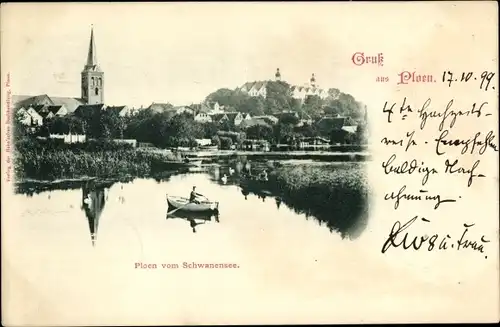 Ak Plön am See Schleswig Holstein, Teilansicht, Blick vom Schwanensee