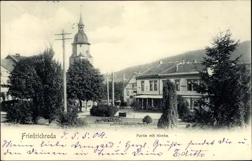 Ak Friedrichroda im Thüringer Wald, Teilansicht, Kirche