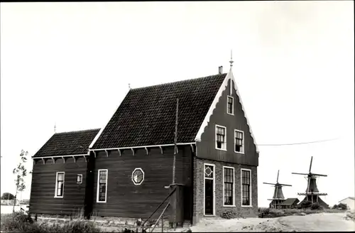 Ak Koog Zaandijk Nordholland, Haus, Windmühlen de Huisman und de Kat