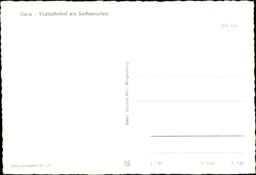 Ak Gera in Thüringen, Südbahnhof am Sachsenplatz