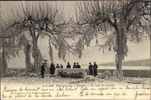 Ak Genf Genf Schweiz, Glacial Bise, Quai du Leman