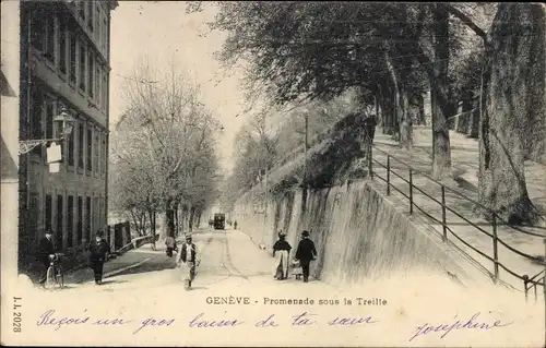 Ak Genf Genf Schweiz, Spaziergang unter der Treille