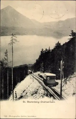 Ak Beatenberg Kanton Bern, Drahtseilbahn, Winter