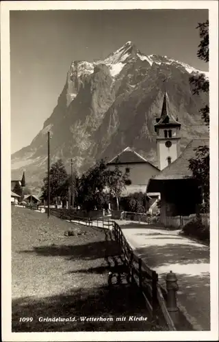 Ak Grindelwald Kanton Bern, Wetterhorn, Kirche