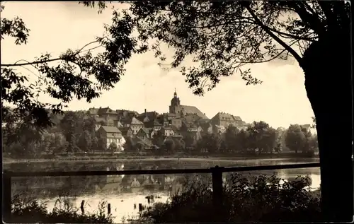 Ak Ronneburg in Thüringen, Blick zum Ort, Wasserpartie