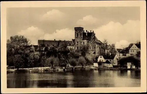 Ak Ronneburg in Thüringen, Schloss, Wasserpartie