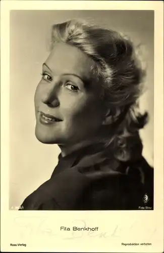 Ak Schauspielerin Fita Benkhoff, Portrait