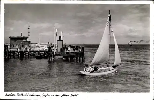 Ak Cuxhaven in Niedersachsen, Segler an der Alten Liebe